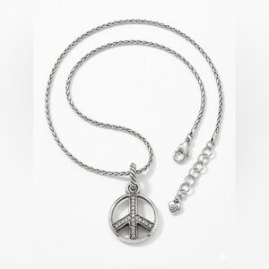 Brighton Peace Sign Crystal Pendant Necklace